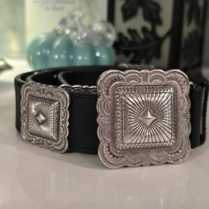 Vintage Brighton Concho leather belt, black